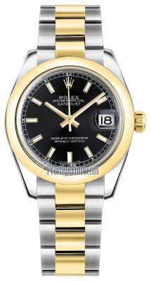Rolex Datejust 31mm Stainless Steel and Yellow Gold 178243 Black Index Oyster